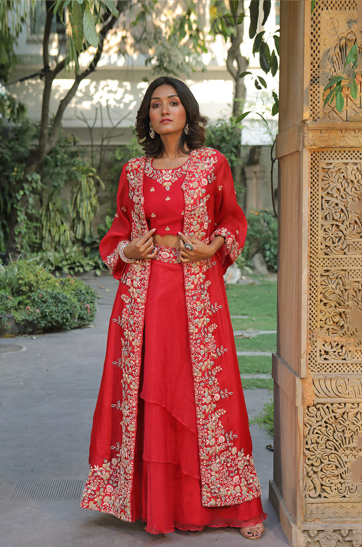 LONG JACKET SET WITH LEHENGA