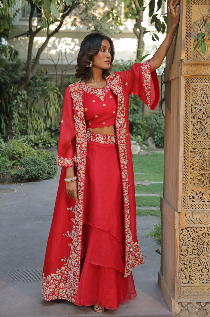 LONG JACKET SET WITH LEHENGA