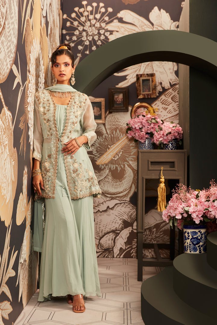 PEPLUM SET WITH INNER, SHARARA & DUPATTA