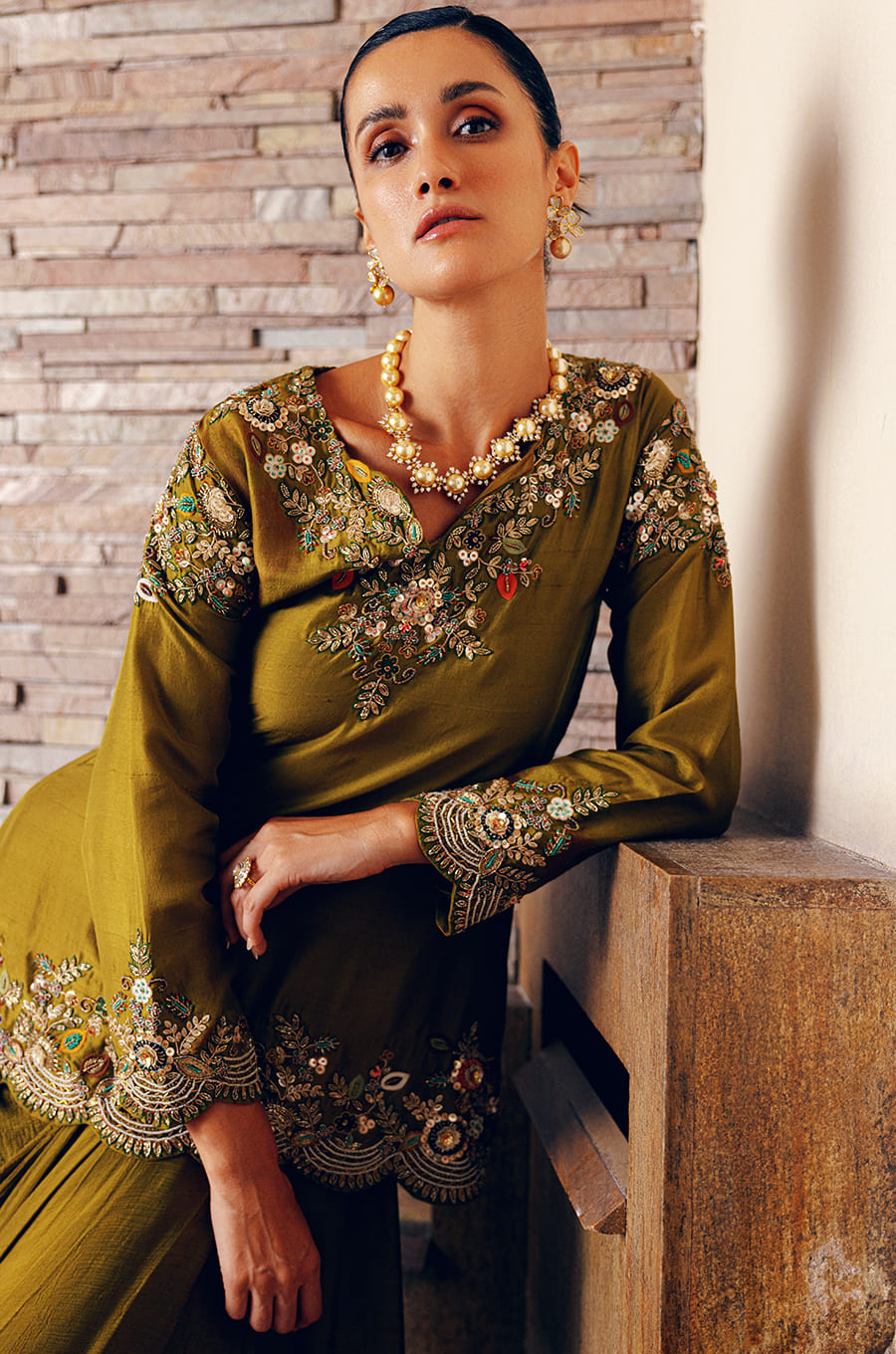 KURTA SET WITH DRAPED SKIRT