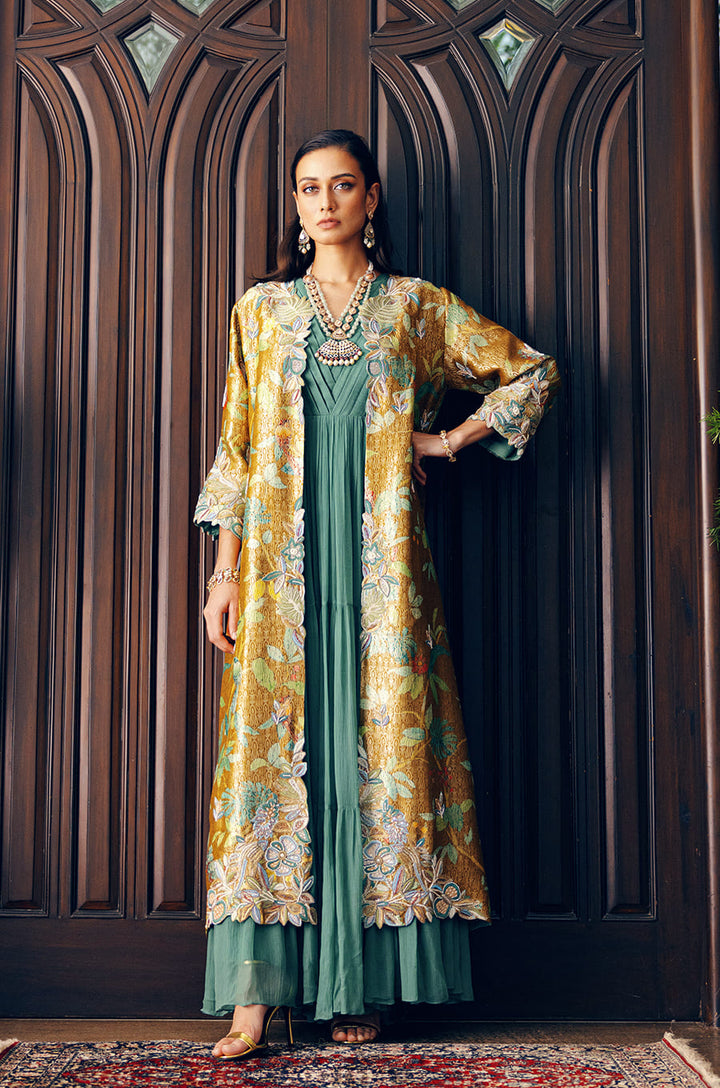 EMBROIDERED JACKET WITH INNER GOWN