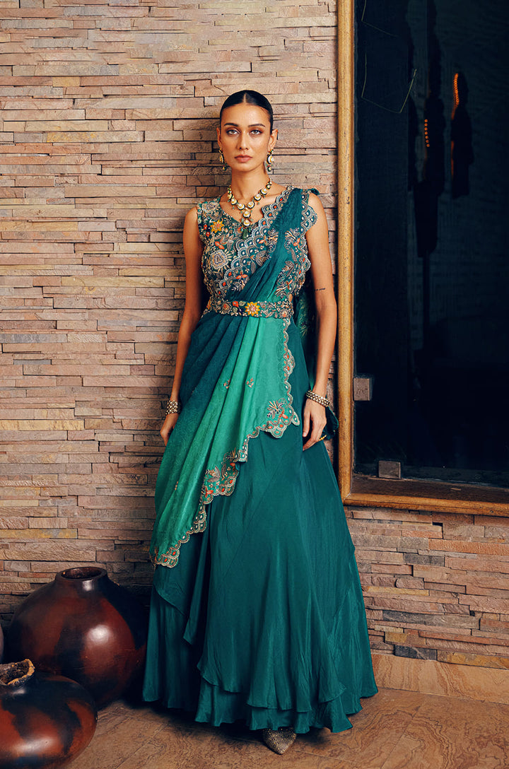 CROSS DRAPE WITH LEHENGA