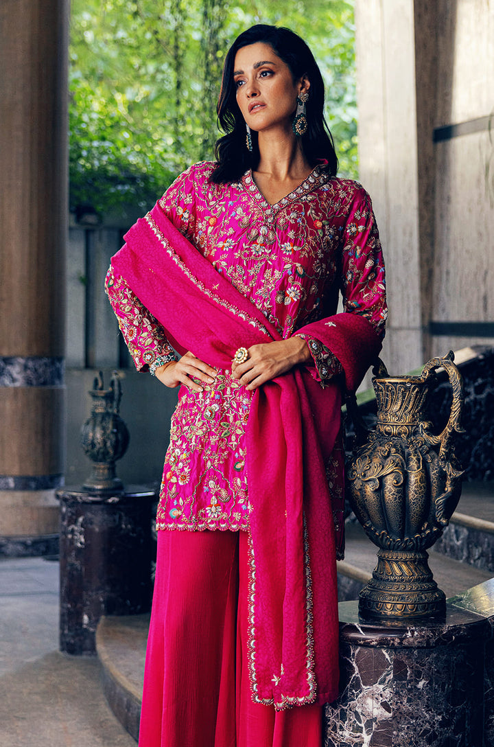 HEAVILY EMBROIDERED KURTA WITH FLARED PANT AND DUPATTA