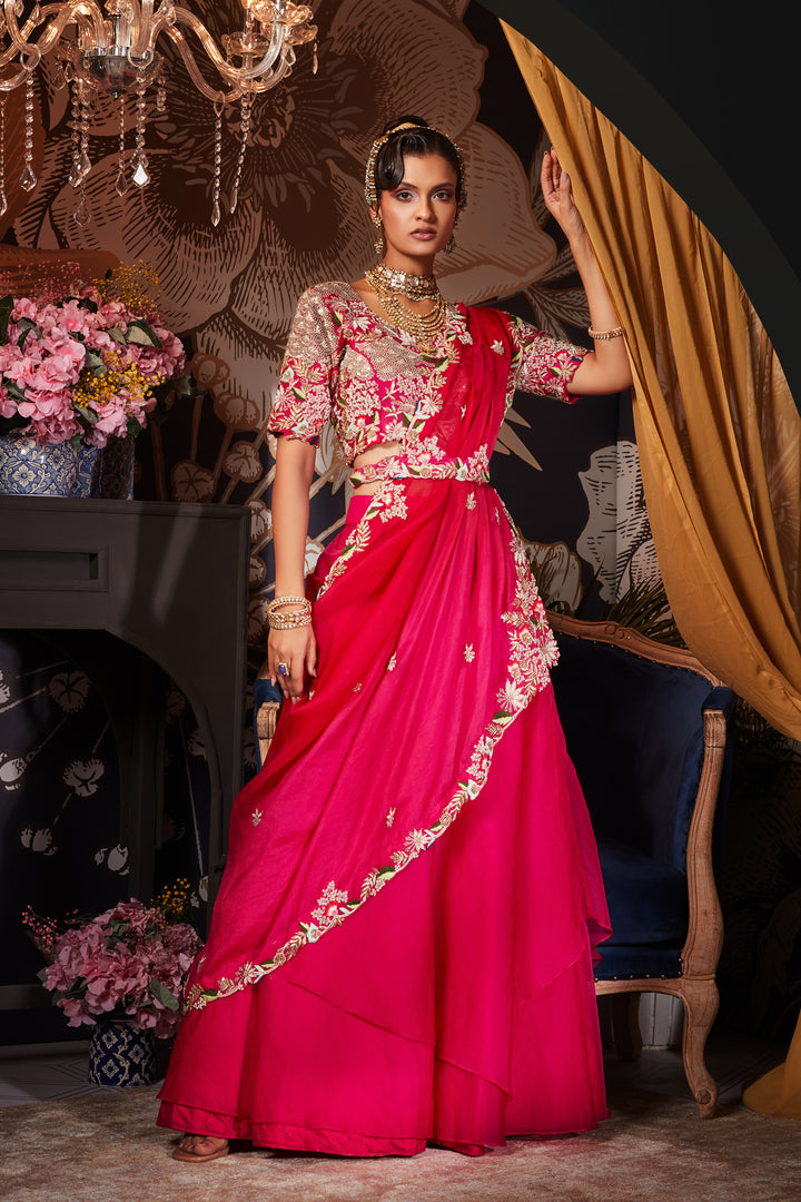 SASH DRAPE SAREE STYLED WITH LEHENGA SKIRT